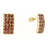 Silver earrings with czech garnet, gold plated - rectangle                                          