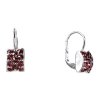 Silver earrings with czech garnet, rhodium plated - rectangle                                       