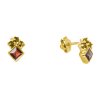 Silver earrings with czech garnet, gold plated - square                                             