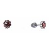 Silver earrings with czech garnet, rhodium plated - flower                                          