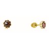 Silver earrings with czech garnet, gold plated - flower                                             