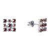 Silver earrings with czech garnet, rhodium plated - square                                          