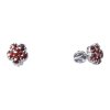 Silver earrings with czech garnet, rhodium plated - flower                                          