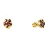 Silver earrings with czech garnet, gold plated - flower                                             