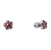 Silver earrings with czech garnet, rhodium plated - flower                                          