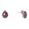 Silver earrings with czech garnet, rhodium plated - oval                                            