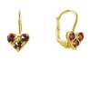 Silver earrings with czech garnet, gold plated - heart                                              