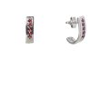 Silver earrings with czech garnet, rhodium plated - line                                            