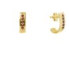 Silver earrings with czech garnet, gold plated - line                                               