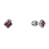 Silver earrings with czech garnet, rhodium plated - square                                          