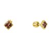 Silver earrings with czech garnet, gold plated - square                                             