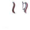 Silver earrings with czech garnet, rhodium plated - wave                                            