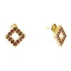 Silver earrings with czech garnet, gold plated - square                                             