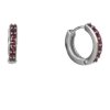 Silver earrings with czech garnet, rhodium plated - circle                                          