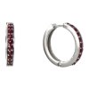 Silver earrings with czech garnet, rhodium plated - circle                                          