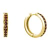 Silver earrings with czech garnet, gold plated - circle                                             