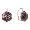 Silver earrings with czech garnet, rhodium plated - raspberry                                       