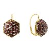 Silver earrings with czech garnet, gold plated - raspberry                                          