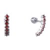 Silver earrings with czech garnet, rhodium plated - line                                            