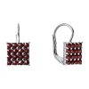 Silver earrings with czech garnet, rhodium plated - square                                          
