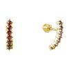 Silver earrings with czech garnet, gold plated - line                                               