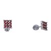 Silver earrings with czech garnet, rhodium plated - square                                          