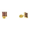 Silver earrings with czech garnet, gold plated - square                                             