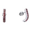 Silver earrings with czech garnet, rhodium plated - line                                            