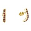 Silver earrings with czech garnet, gold plated - line                                               