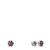 Silver earrings with czech garnet, rhodium plated - flower                                          