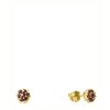 Silver earrings with czech garnet, gold plated - flower                                             