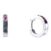 Silver earrings with czech garnet, rhodium plated - circle                                          