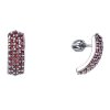 Silver earrings with czech garnet, rhodium plated - line                                            
