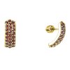 Silver earrings with czech garnet, gold plated - line                                               