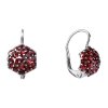Silver earrings with czech garnet, rhodium plated - raspberry                                       
