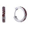 Silver earrings with czech garnet, rhodium plated - circle                                          