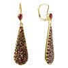 Silver earrings with czech garnet, gold plated - drop                                               