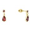 Silver earrings with czech garnet, gold plated - drop                                               