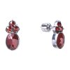Silver earrings with czech garnet, rhodium plated - oval                                            