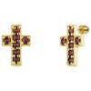 Silver earrings with czech garnet, gold plated - cross                                              