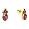 Silver earrings with czech garnet, gold plated - oval                                               