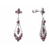 Silver earrings with czech garnet, rhodium plated - drop                                            