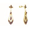 Silver earrings with czech garnet, gold plated - drop                                               