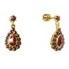 Silver earrings with czech garnet, gold plated - drop                                               