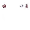 Silver earrings with czech garnet, rhodium plated - flower                                          