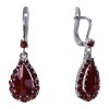 Silver earrings with czech garnet, rhodium plated - drop                                            