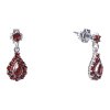 Silver earrings with czech garnet, rhodium plated - drop                                            