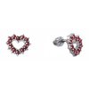 Silver earrings with czech garnet, rhodium plated - heart                                           