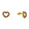 Silver earrings with czech garnet, gold plated - heart                                              