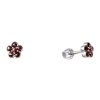 Silver earrings with czech garnet, rhodium plated - flower                                          